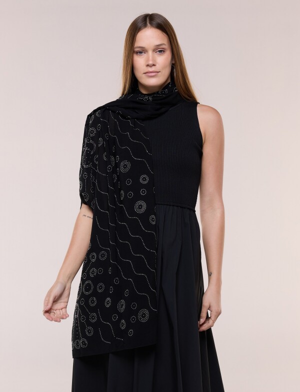 Pashmina Gasa Brillo NEGRO/PLATEADO