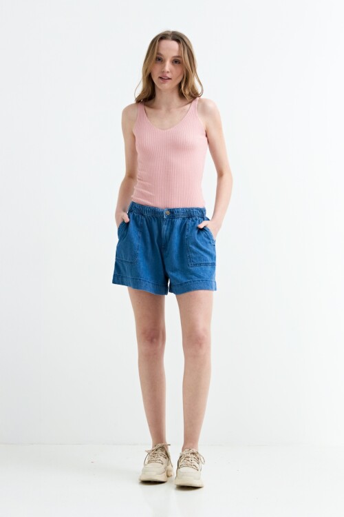 Short con cintura elastizada JEAN OSCURO