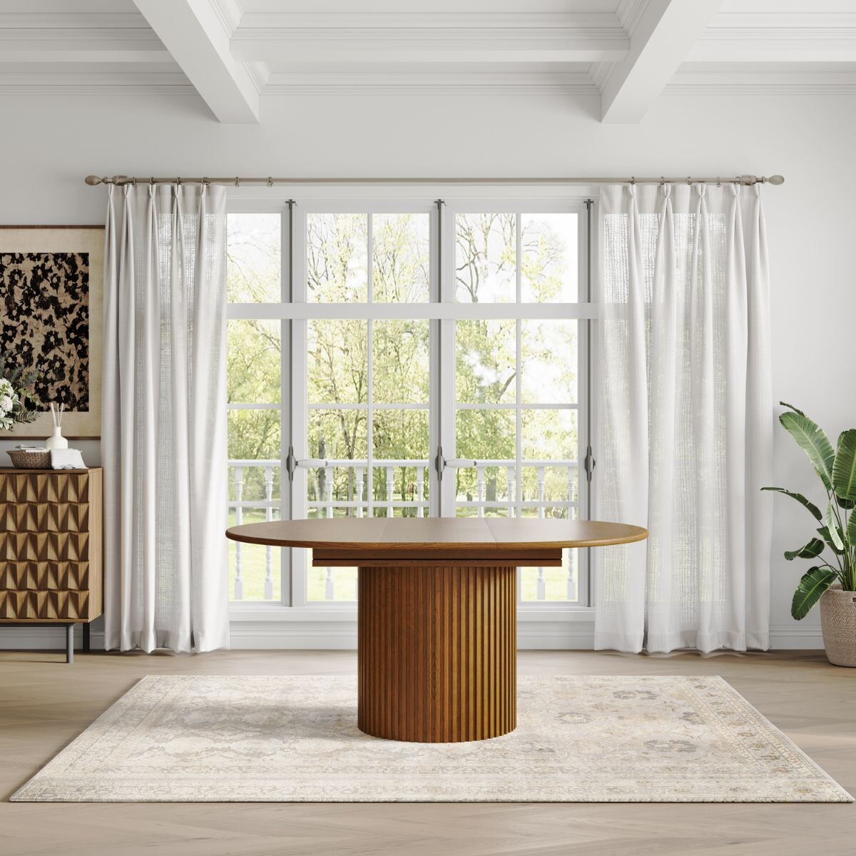 MESA DE COMEDOR VENTAGLIO MARRÓN CIRCULAR 