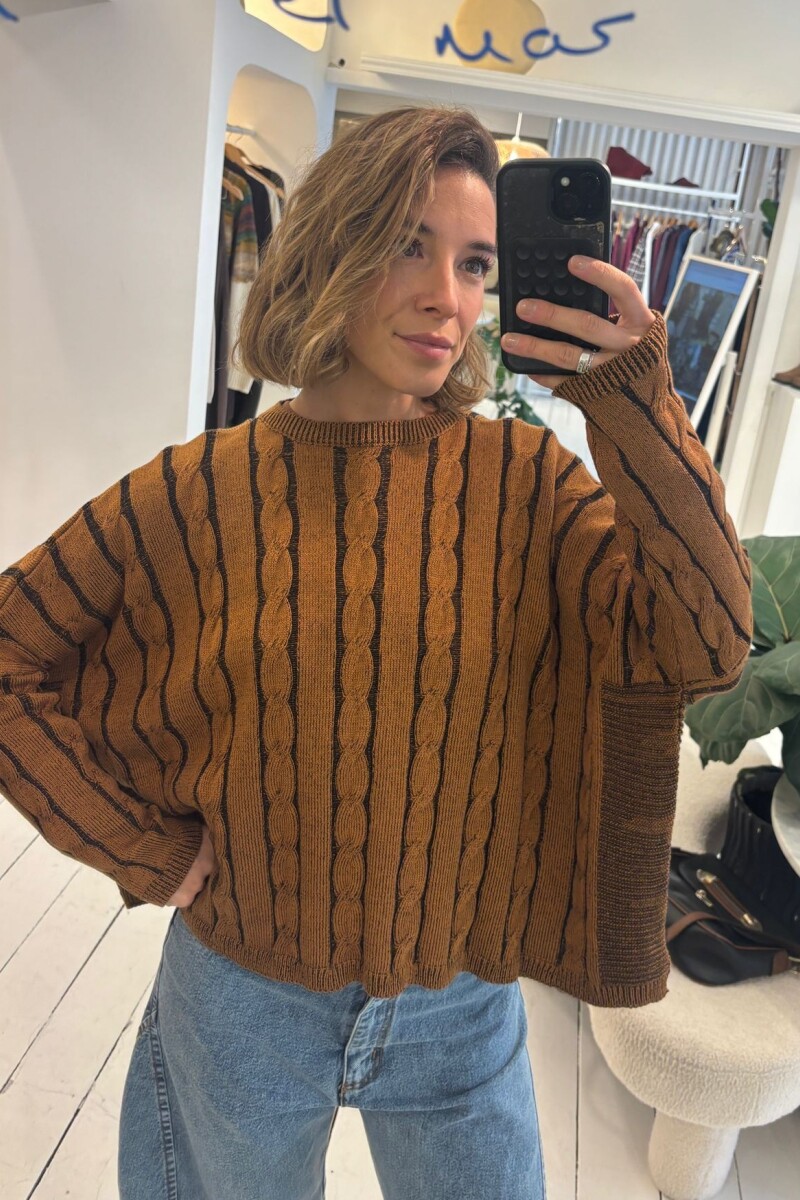 Sweater Oceano Crop Negro/Oxido