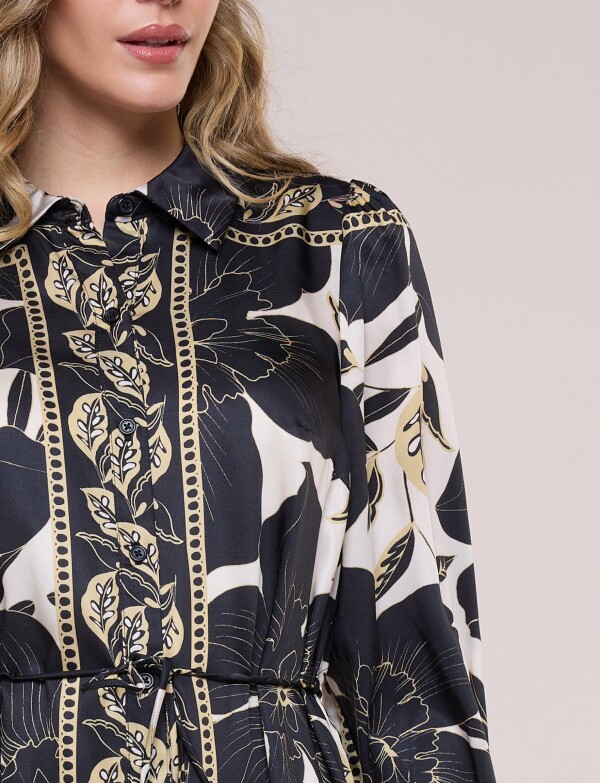 Vestido Saten Print MULTI/NEGRO