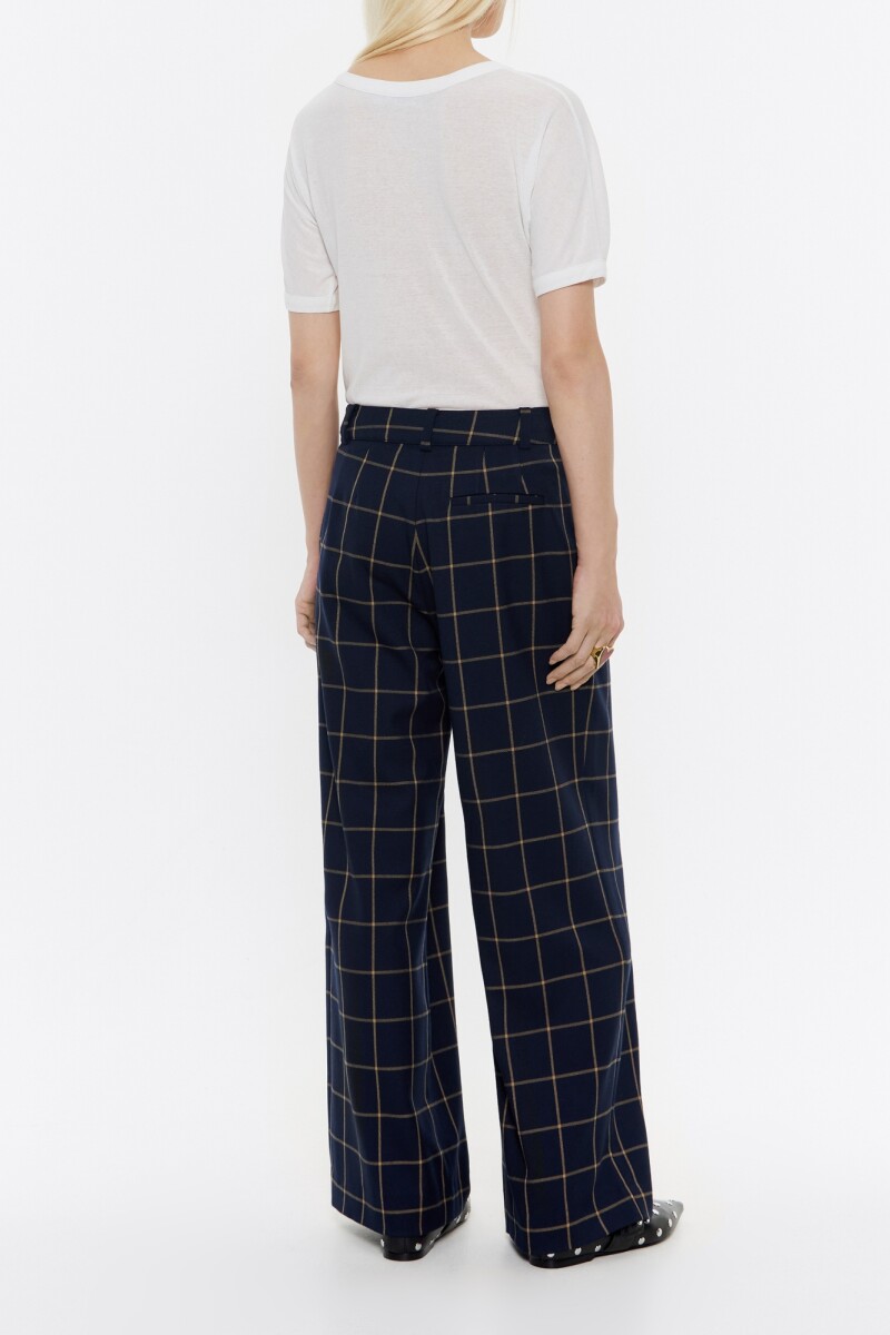 PANTALÓN CAMPANA CUADROS Azul Marino