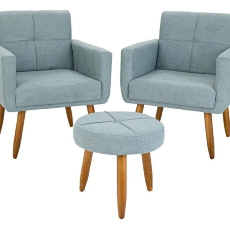 Conjunto Decorativo 492 Dallas 2 Poltronas + Puff Celeste Conjunto Decorativo 492 Dallas 2 Poltronas + Puff Celeste