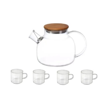 Set de Tetera de Vidrio con Tapa de Madera y 6 Tazas HH1561 001