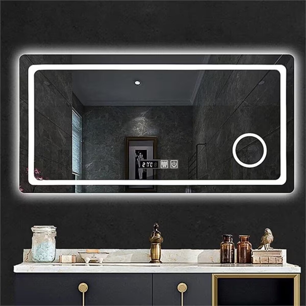 Espejo LED 100x60 con display desempañador y aumento Espejo Led 100x60 Con Display Desempañador Y Aumento