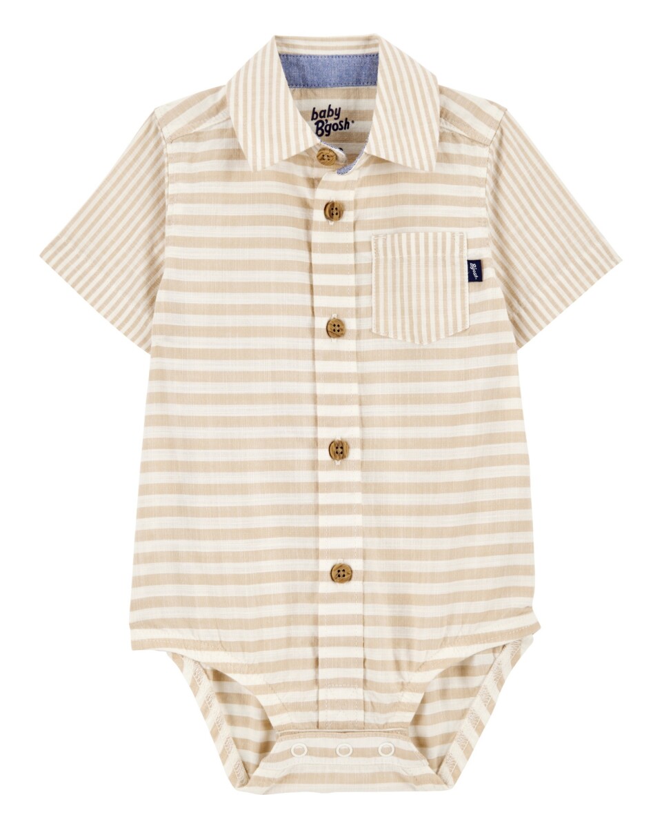 Body tipo camisa, de algodón, diseño a rayas 