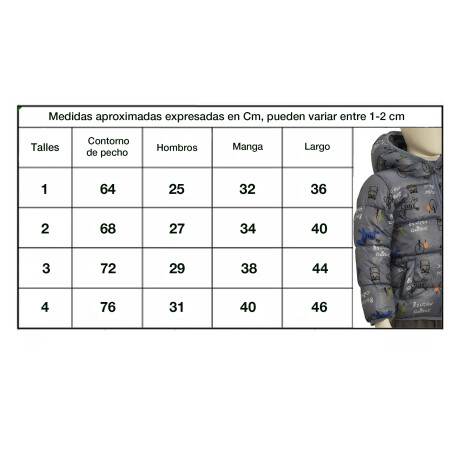 Campera Infantil Acolchonada de Abrigo en Nylon con Capucha Gris Cebra/búho