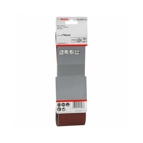 3 Lijas de banda p/madera grano 80 75x533mm Bosch BS4436