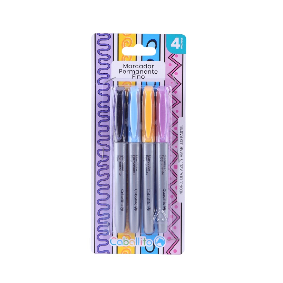 MARCADOR CABALLITO PERMANENTE 4 COLORES PASTEL 