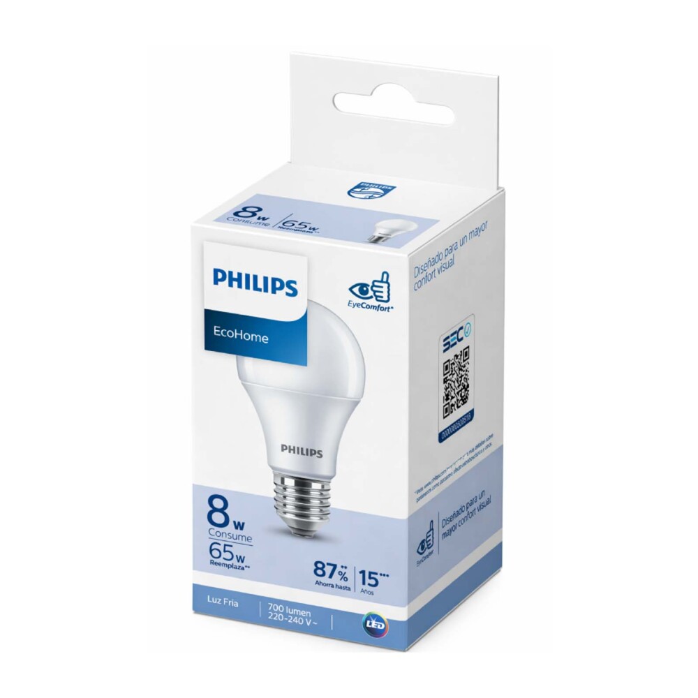 LÁMPARA LEDBULB PHILIPS METAL E27 6W FRÍA