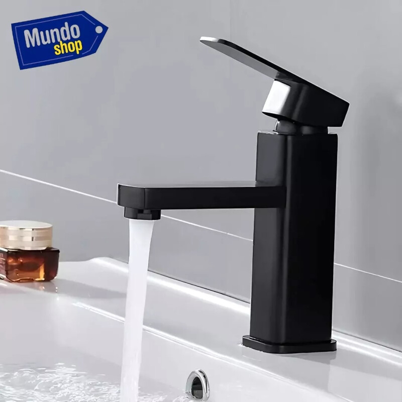 Canilla 18cm Monocomando Mezcladora Para Baño Metal Negro Negro
