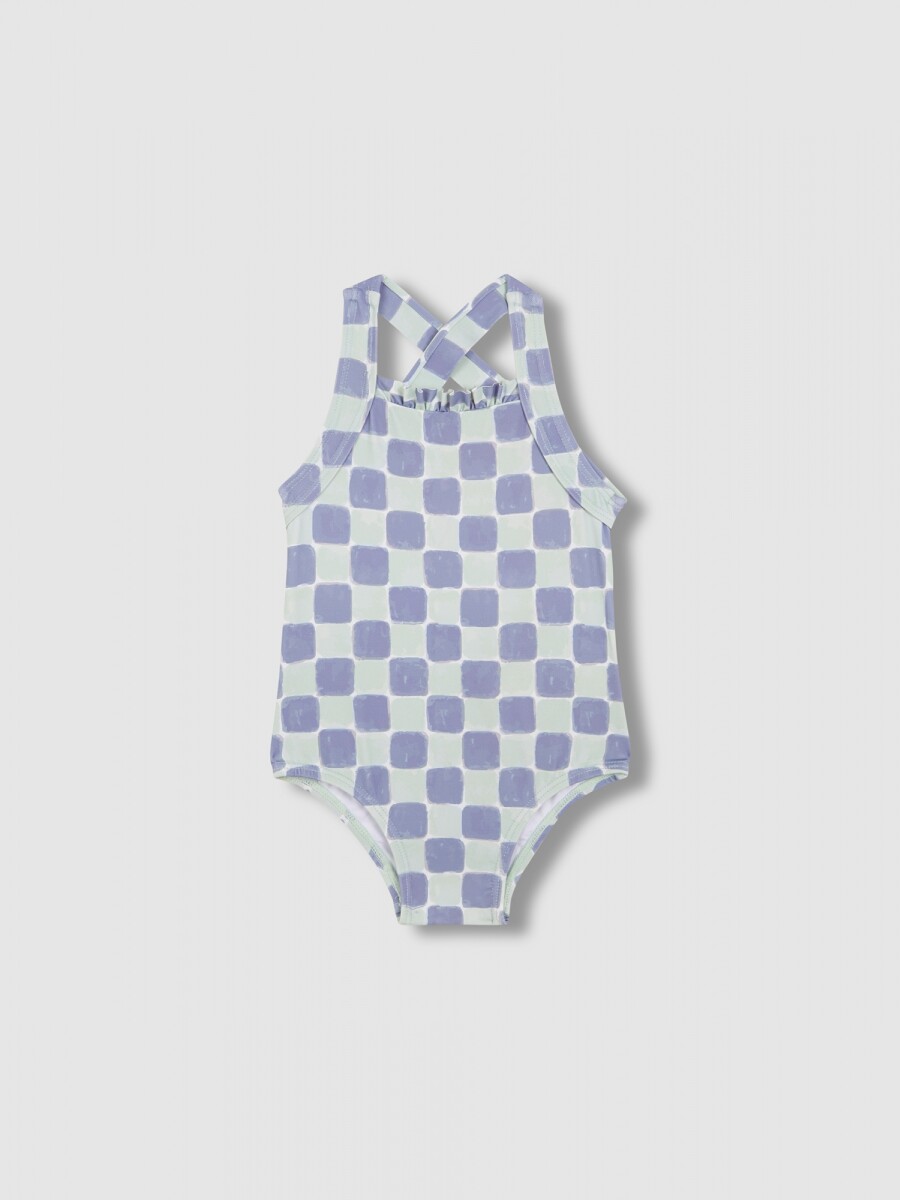 Bañador Estampado De Cuadros Piedra
