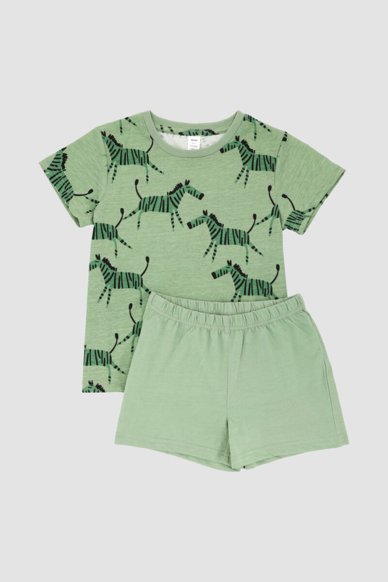 Pijama infantil cebra Verde mili/esmeralda