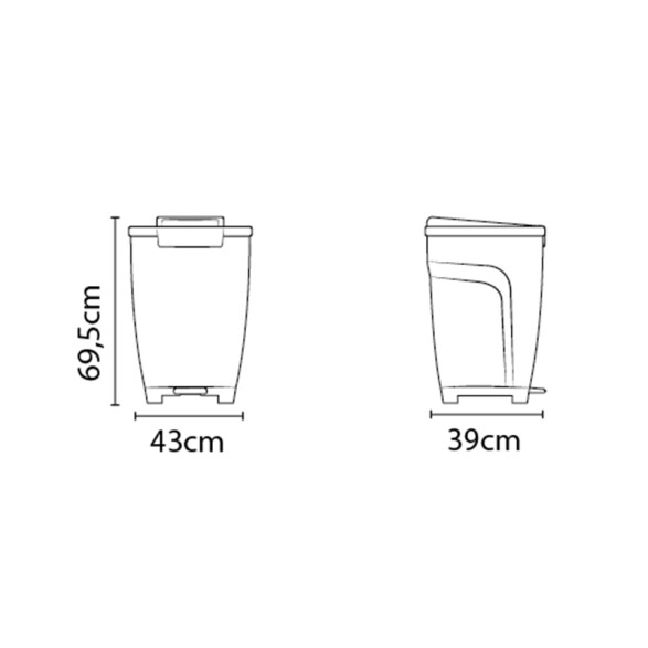 Basurero "T-FORCE" 50 Lt. en polipropileno gris -TRAMONTINA TD0450