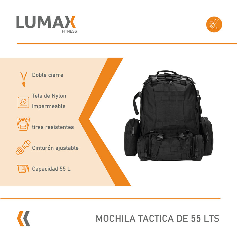 Mochila táctica 55 lts Varios Diseños Negro