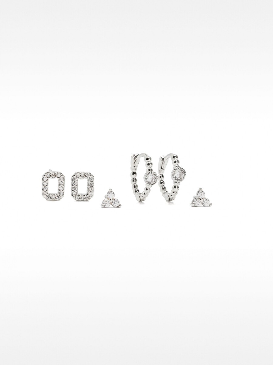 Set De Pendientes Con Circonitas plateado