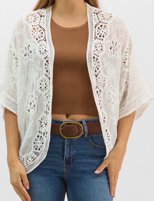 Cardigan Algodon Bordado BLANCO
