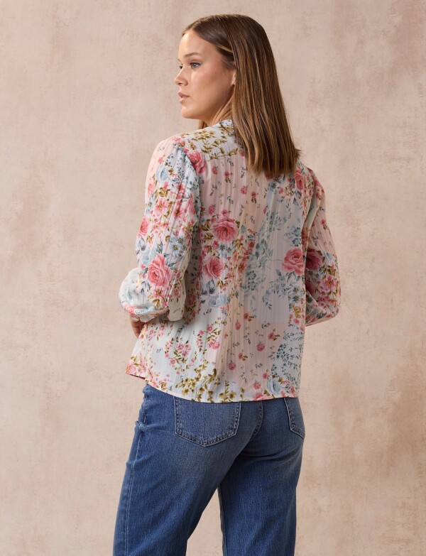 Blusa Gasa Plisada ROSA/MULTI