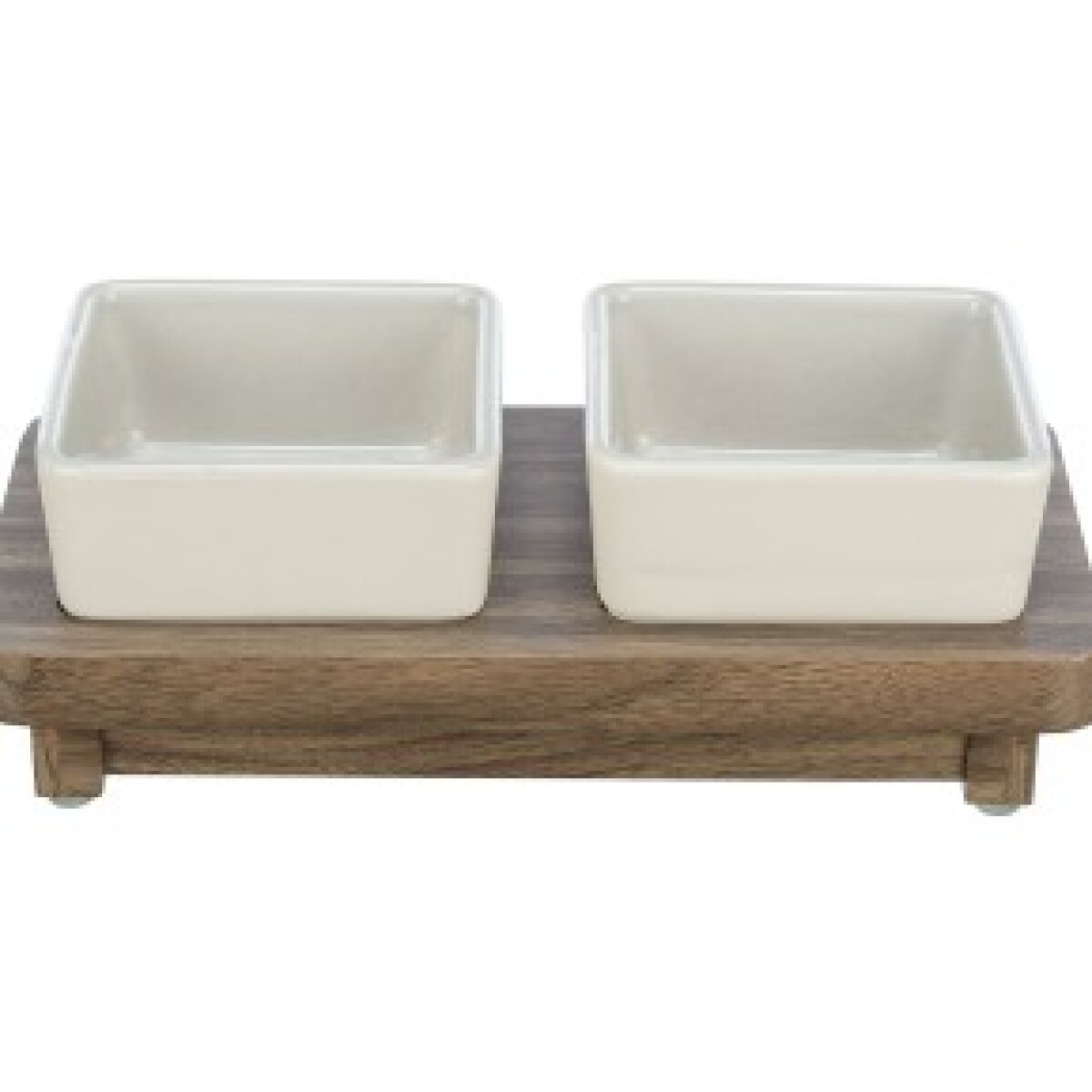 CITYSTYLE BOWL SET, CERAMIC/MDF, 2 × 0.2 L/10 × 10 CM/24 × 4 × 12 CM, GREY/BROWN 