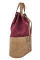 Matera bolso con división Beige con Bordó