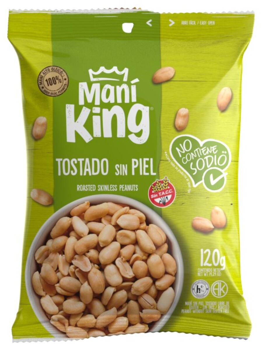 SNACK MANI PELADO TOST. KING 120G S/SAL 