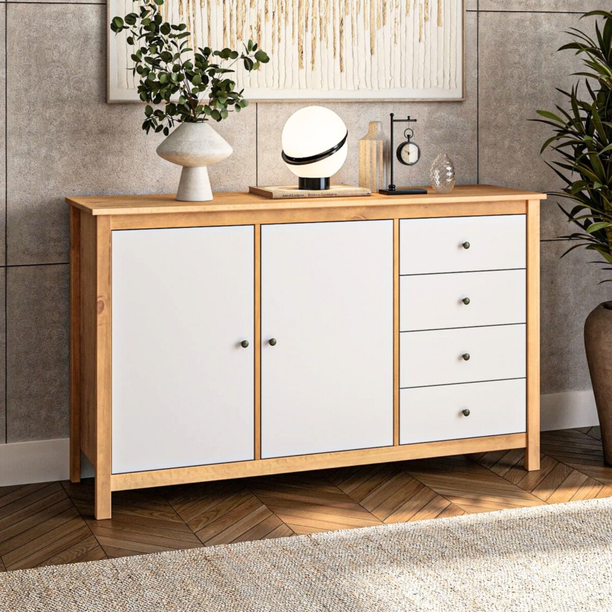 Cómoda 2 Puertas 4 Cajones - Mari - Blanco 