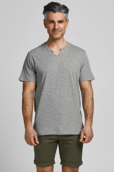 Polera Ret Cuello "v" Abotonado Light Grey Melange