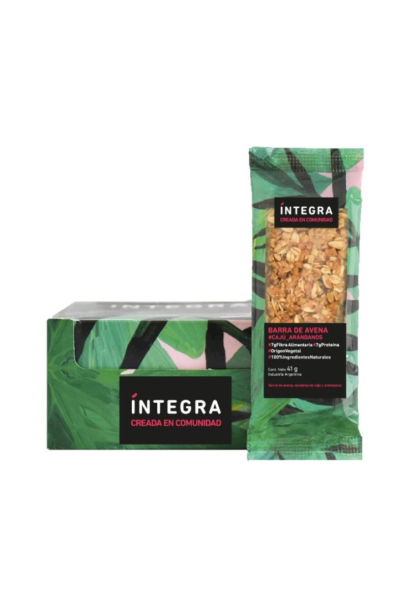 INTEGRA Barra de Avena-Cajú y Arándanos 42 grs. x 40 unidades (precio por unidad) INTEGRA Barra de Avena-Cajú y Arándanos 42 grs. x 40 unidades (precio por unidad)