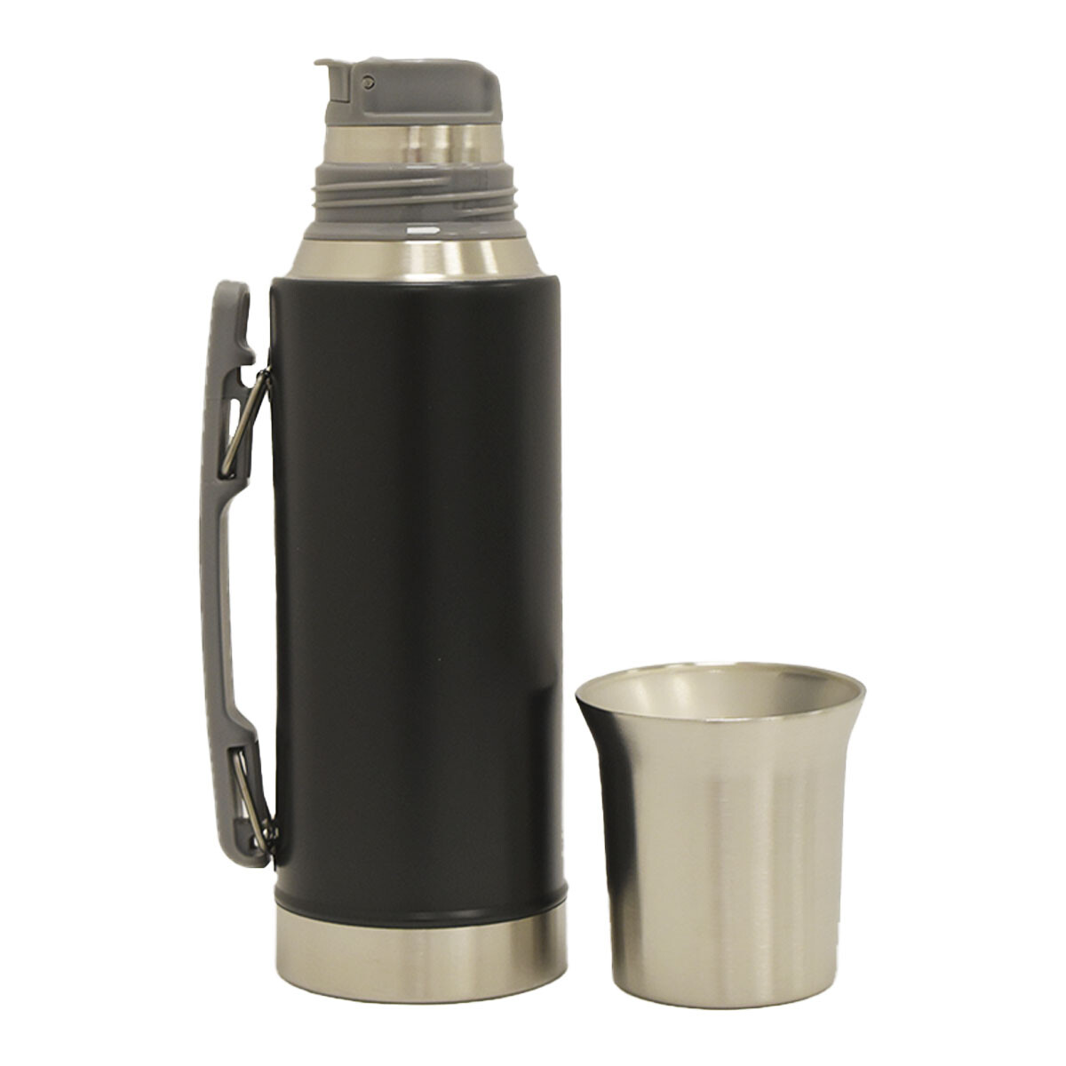 Termo 1Lt Acero Inox con Manija Retráctil y Tapa Mate Comet - Negro 