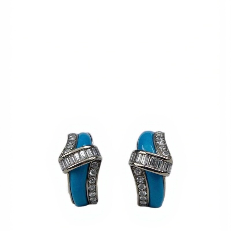 Caravanas Medio Aro Turquesa - Zirconias - Plata 925 - CA4313 sinpiedra