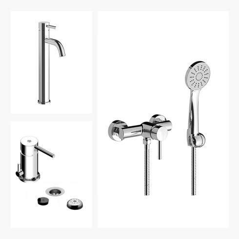 Juego Completo De Griferia De Baño Linea Lilo Fv CROMO