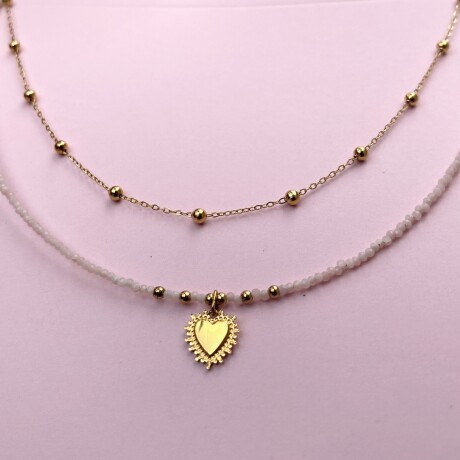 Collar ROSA en acero y piedras naturales Collar ROSA en acero y piedras naturales