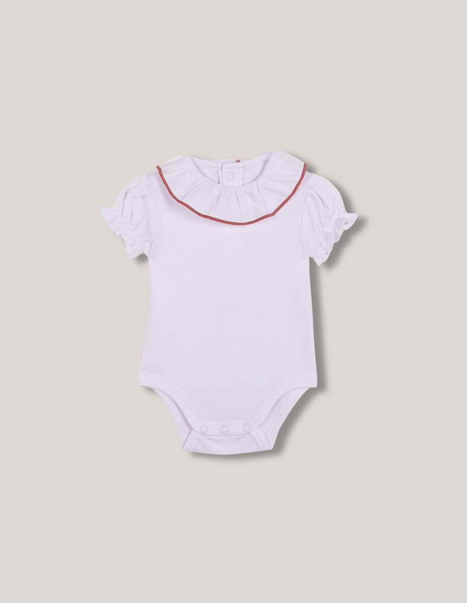 Body Con Cuello De Popelin Hilo A Contraste - Blanco 