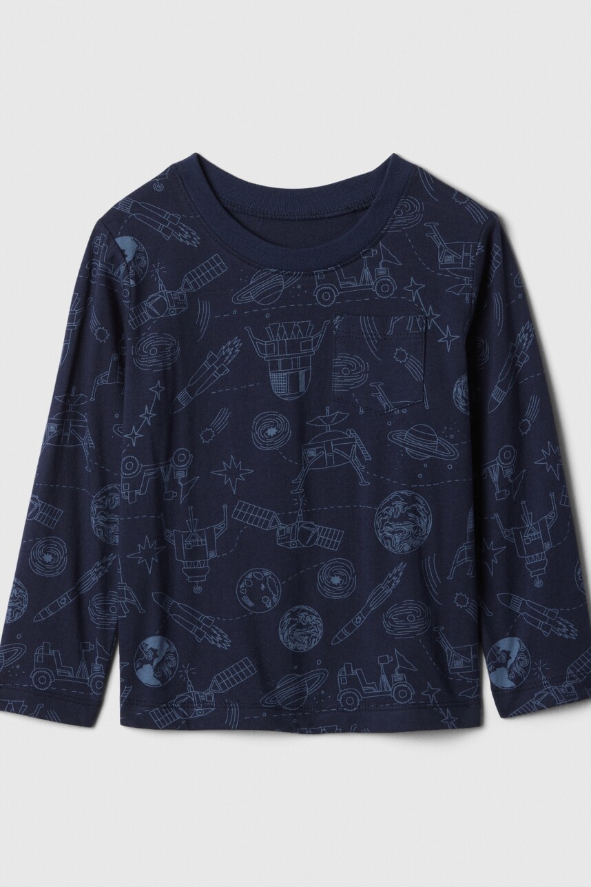 Remera Grafico Manga Larga Toddler Niño Tapestry Navy