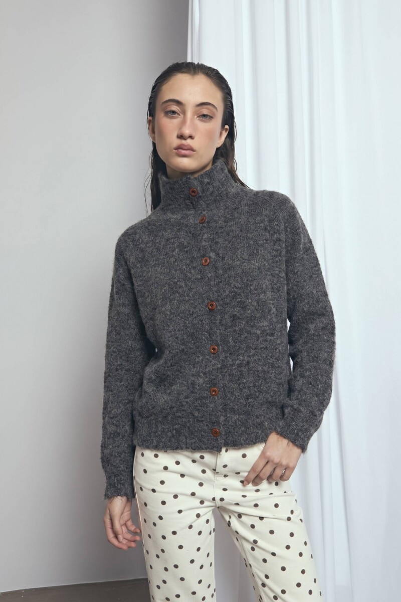 Cardigan abotonado gris oscuro