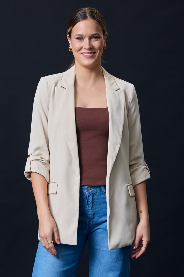 Blazer Manga Botón BEIGE