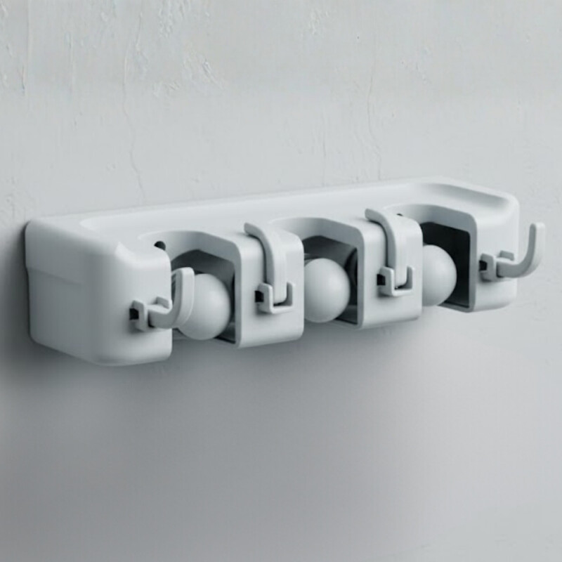 Soporte para escobas con 3 ganchos GRIS