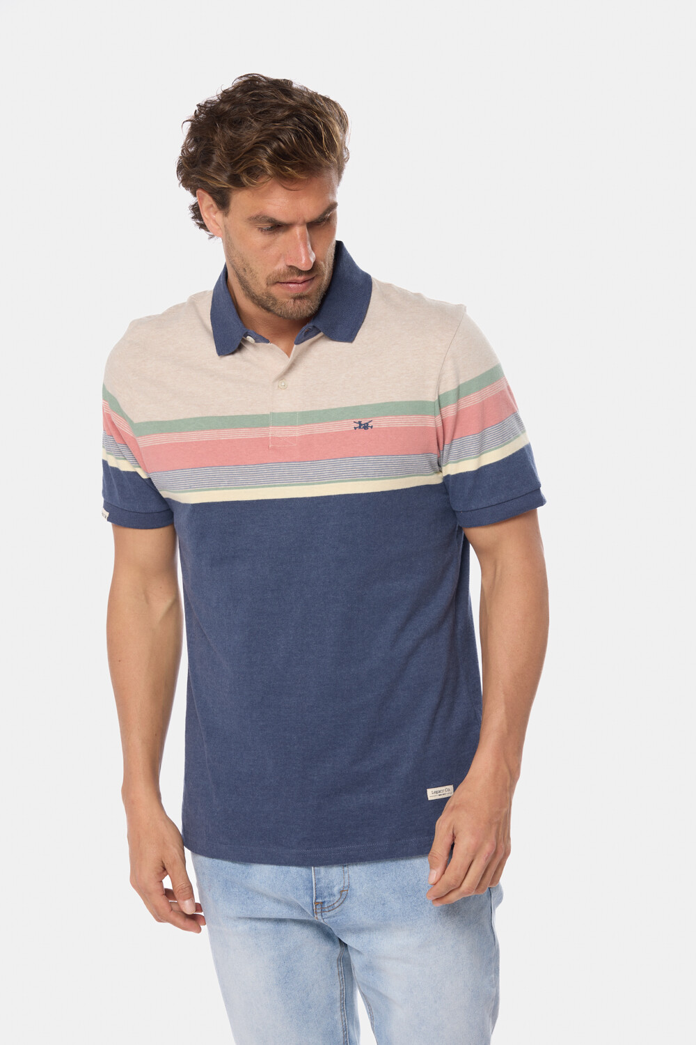REMERA POLO RAYADA Azul