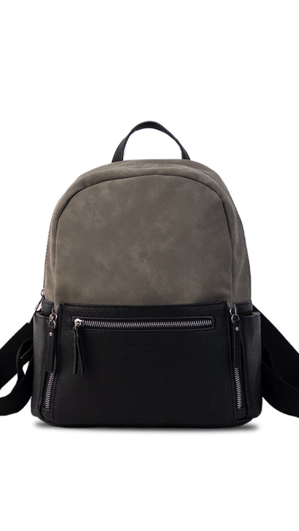 MOCHILA MIRIAM NEGRO C/CENIZA