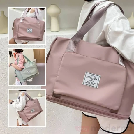 BOLSO PLEGABLE PARA VIAJES MULTIFUNCIÓN IMPERMEABLE ROSA
