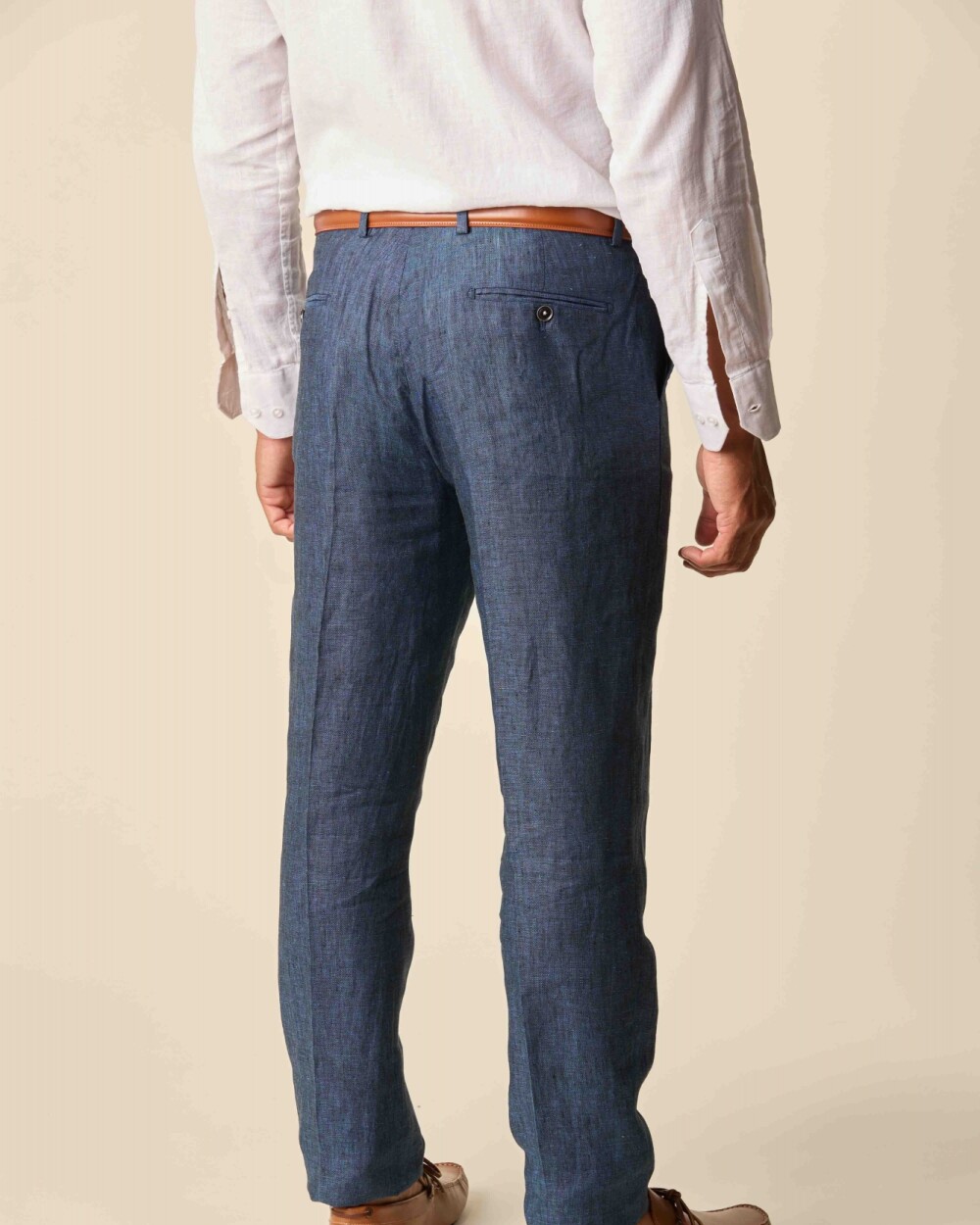 Pantalón Lino Corte Clásico Azul