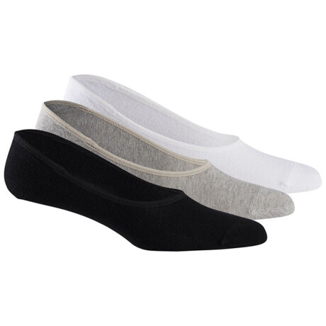Medias Deportivas Reebok Invisibles P/ Dama Pack x3 Negro/Gris/Blanco