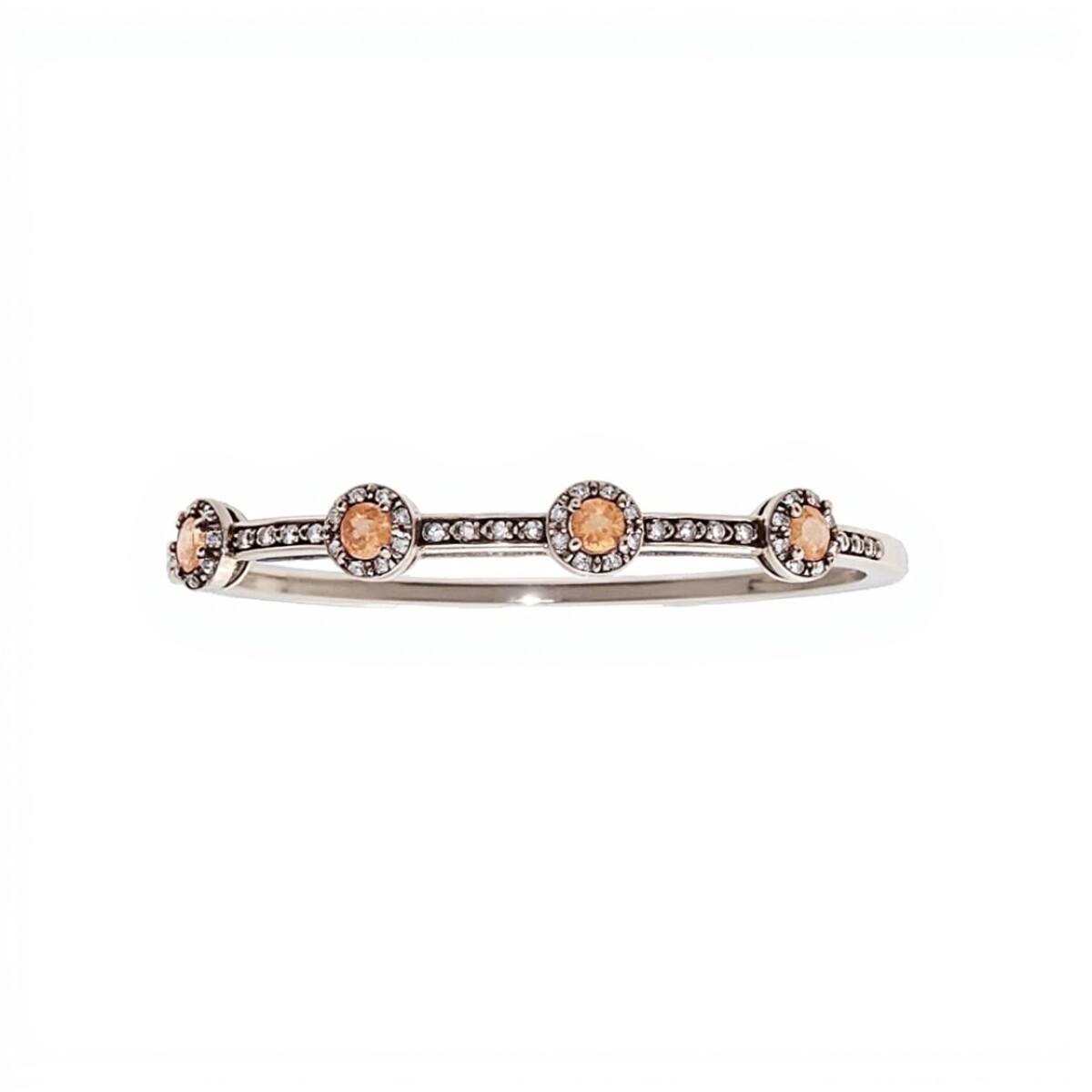 Brazalete Vintage-Plata 925-Piedra Zirconia naranja y blanca-BR3037 - conpiedra 