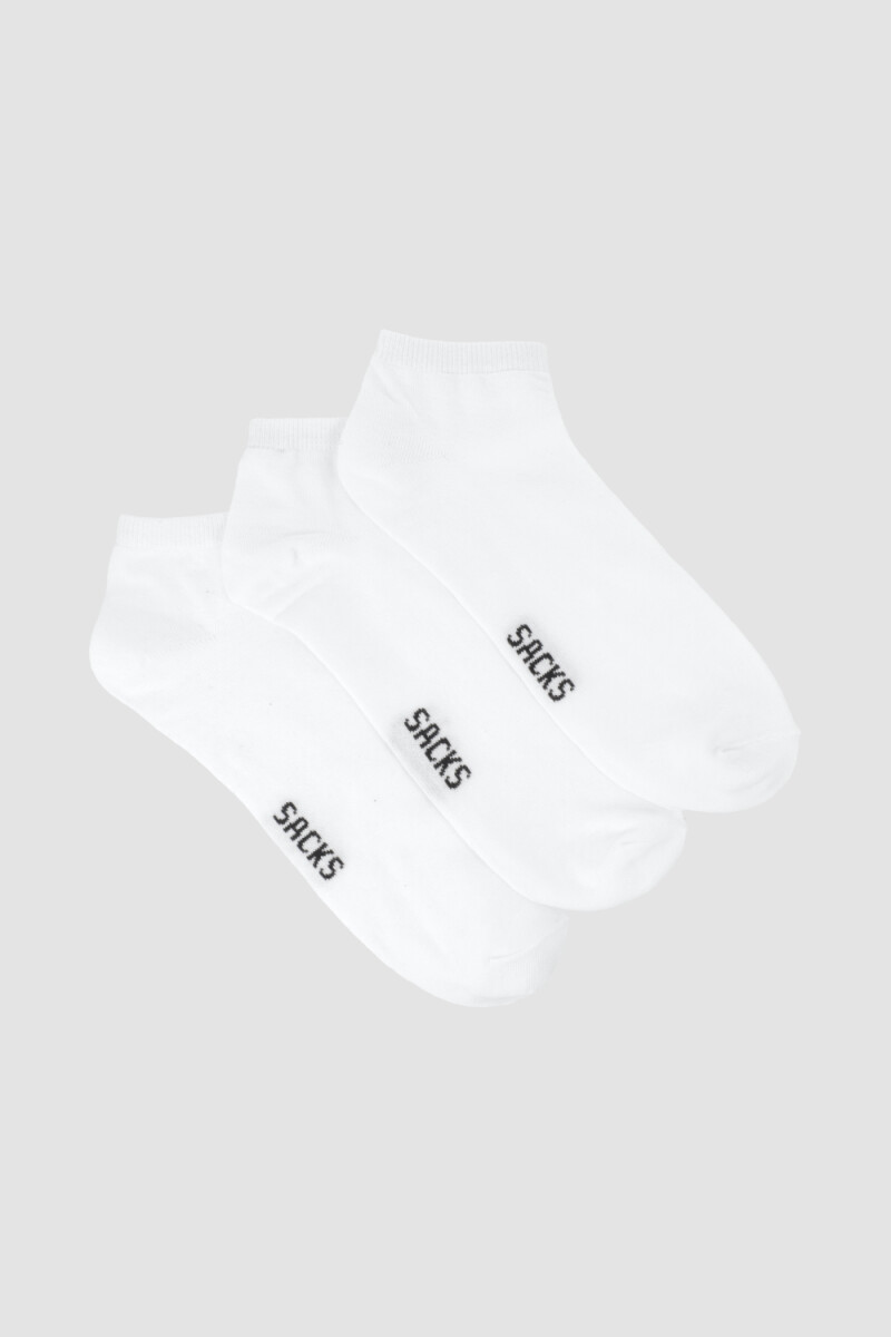 Pack x 3 medias cortas de algodón lisas Blanco