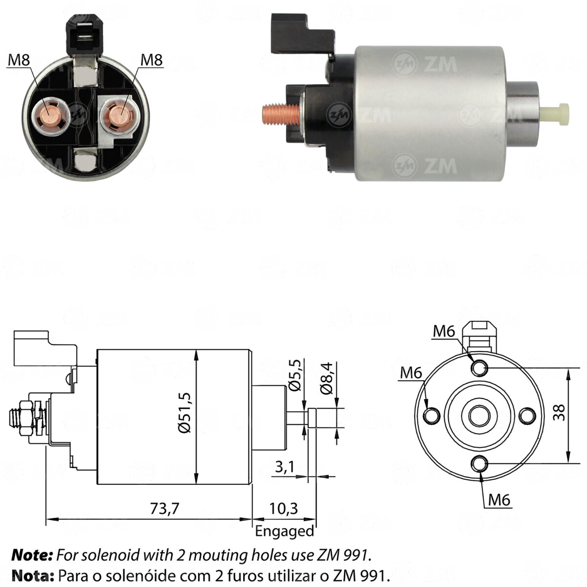 AUTOMATICO DE ARRANQUE - DODGE-CHRYSLER-MITSUBISHI 12V ZM 