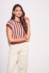 Chaleco Rayado Bordeaux