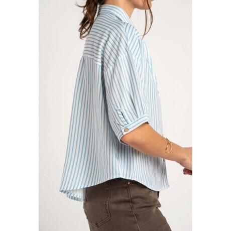 Blusa Rayada Celeste