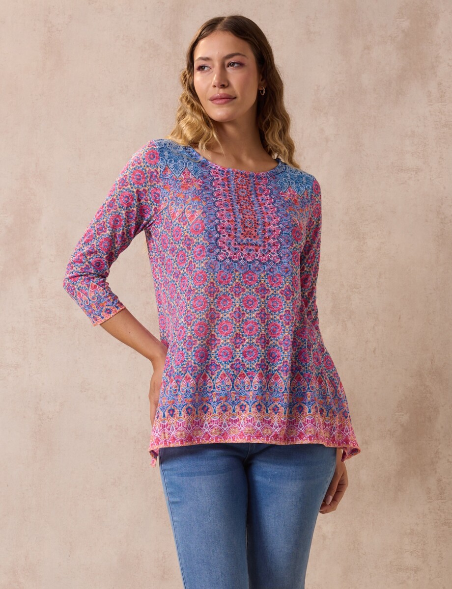 Blusa Printed - Multi/rosa 