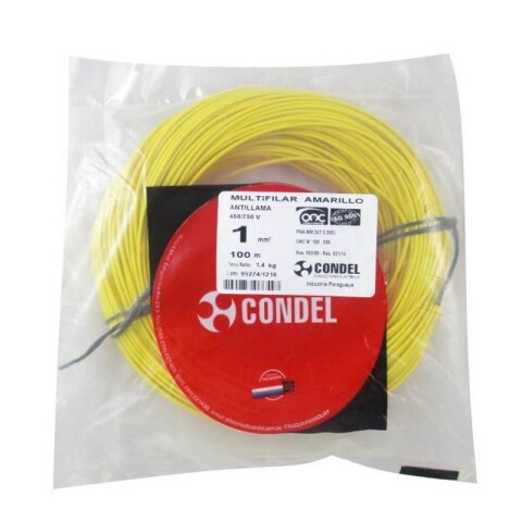 CABLE MULTIFILAR 1,00MM2 AMARILLO CONDEL CABLE MULTIFILAR 1,00MM2 AMARILLO CONDEL