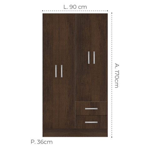 Combo de Dormitorio Armario Ropero de 4 Puertas, Respaldo C / 2 Mesas de Luz - MDP - FE - TABACO Combo de Dormitorio Armario Ropero de 4 Puertas, Respaldo C / 2 Mesas de Luz - MDP - FE - TABACO